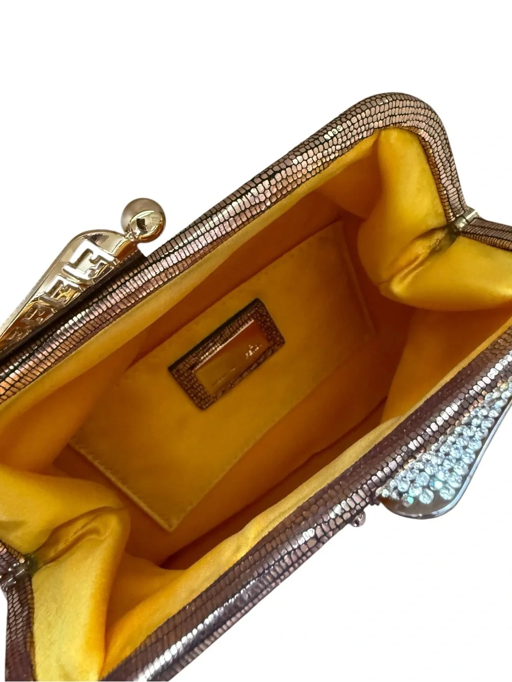 Fendi Borderline Clutch Bag in Pink Satin & Python Trim
